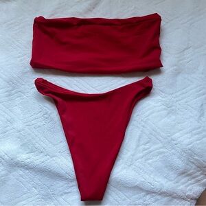 Red Bandeau Bikini Set - Women Swim Bikini